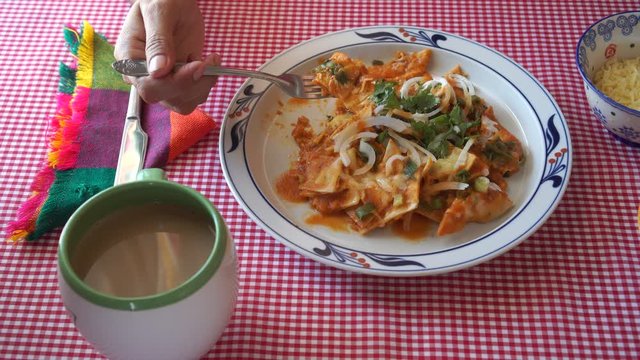 Breakfast Mexican chilaquiles