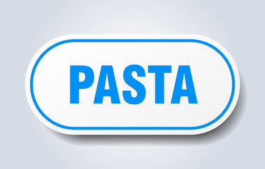 pasta sign. pasta rounded blue sticker. pasta