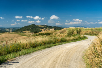 Fototapeta na wymiar Rural landscape at summer near Volterra, Tuscany
