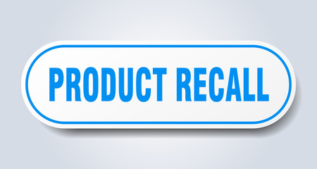 product recall sign. product recall rounded blue sticker. product recall
