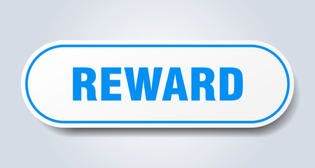 reward sign. reward rounded blue sticker. reward