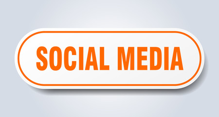 social media sign. social media rounded orange sticker. social media