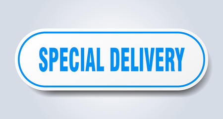 special delivery sign. special delivery rounded blue sticker. special delivery