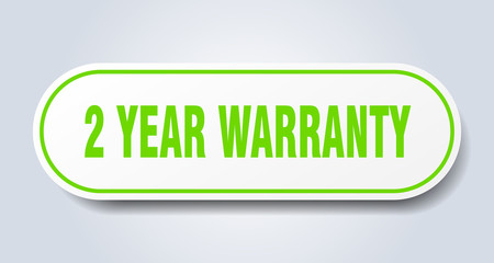 2 year warranty sign. 2 year warranty rounded green sticker. 2 year warranty