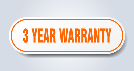 3 year warranty sign. 3 year warranty rounded orange sticker. 3 year warranty