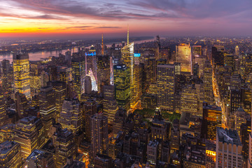 New York City at Night, Skyline, City Lights, evening, mood, moody, evening, morning, purple, lights of NYC, nightscape, cityscape, skyscapers, morninglight night, nightly sunrise sunset sundown puple