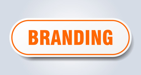 branding sign. branding rounded orange sticker. branding