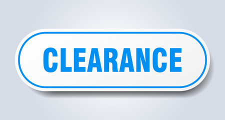 clearance sign. clearance rounded blue sticker. clearance