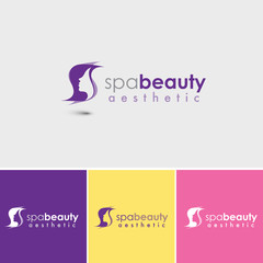 Beauty Women face silhouette character Logo