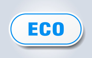 eco sign. eco rounded blue sticker. eco