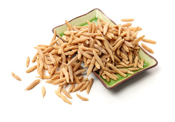 Dwarf Lilyturf Tuber,Ophiopogon japonicus (Linn. f.) Ker-Gawl on white background