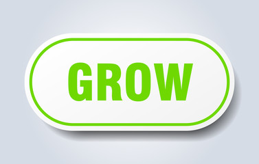 grow sign. grow rounded green sticker. grow