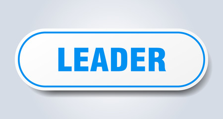 leader sign. leader rounded blue sticker. leader