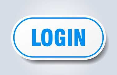login sign. login rounded blue sticker. login