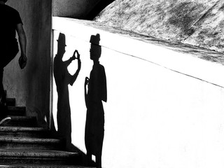 Shadows of people walking on the stairs 3