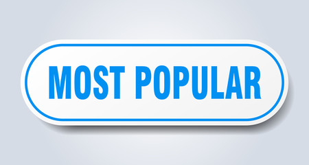 most popular sign. most popular rounded blue sticker. most popular
