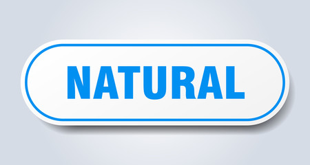 natural sign. natural rounded blue sticker. natural