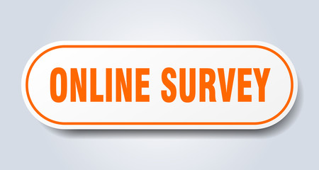 online survey sign. online survey rounded orange sticker. online survey