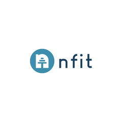 Gym and fitness logo design template with letter n and barbell.