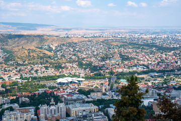 Fototapeta na wymiar Areal view of Tbilisi City. Beautiful Place to travel.