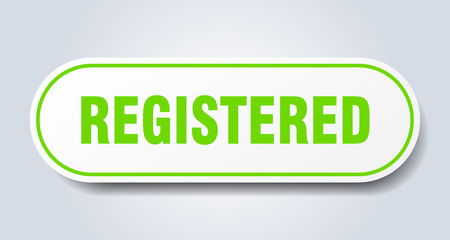 registered sign. registered rounded green sticker. registered