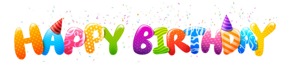 3D Colorful happy birthday calligraphy 0002