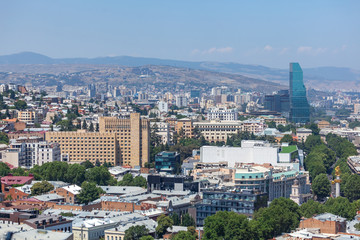 Obraz premium Areal view of Tbilisi City. Beautiful Place to travel.