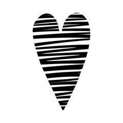 Big hand drawn black heart on the white background, simple vector shape for greeting cards, wedding invitation, banners, backgrounds, textiles design.