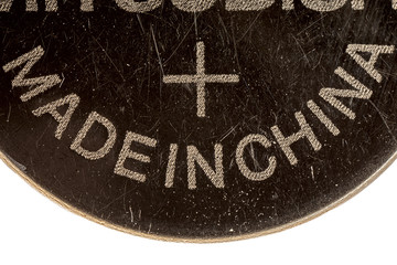 .extreme close up of a lithium battery made in china
