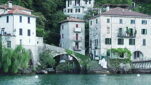 Beautiful bridge on Lake Como in Nesso city