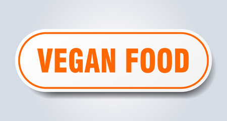 vegan food sign. vegan food rounded orange sticker. vegan food