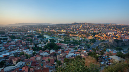 Areal view of Tbilisi City in the evening. Beautiful Place to travel. © k_samurkas