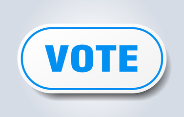vote sign. vote rounded blue sticker. vote