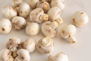 fresh mushrooms on a cutting board