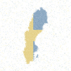 Map of Sweden. Mosaic style map with flag of Sweden. Vector illustration.