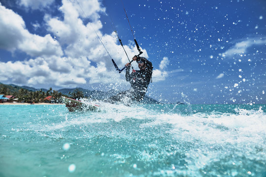 kite surfing in the sea
