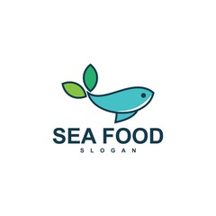 fish logo template, design concept vector, sea food