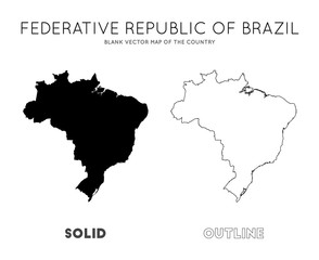 Brazil map. Blank vector map of the country. Borders of Brazil for your infographic. Vector illustration.