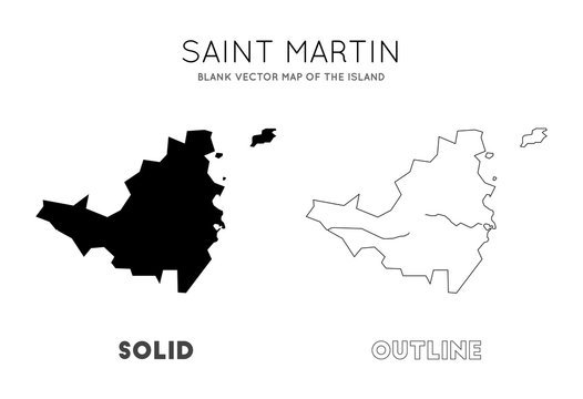 Saint Martin map. Blank vector map of the Island. Borders of Saint Martin for your infographic. Vector illustration.