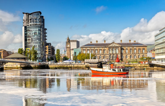 The Custom House and Lagan River in Belfast, Northern Ireland