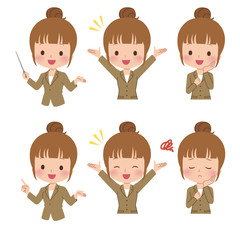 ビジネスウーマン　ポーズ　セット