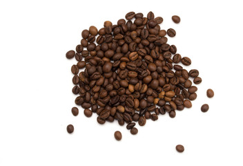 Coffee beans isolated on white background close up