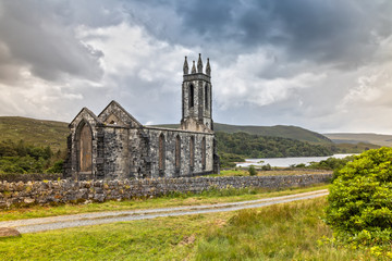 Fototapeta na wymiar The Ruins of Dunlewey Church abandoned in County Donegal, Ireland