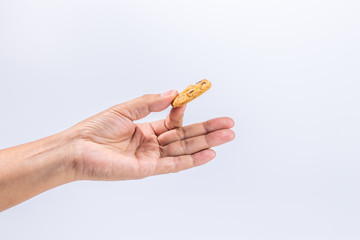Hand picked cookie pieces on a white background,