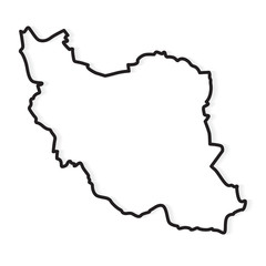 black abstract outline of Iran map- vector illustration