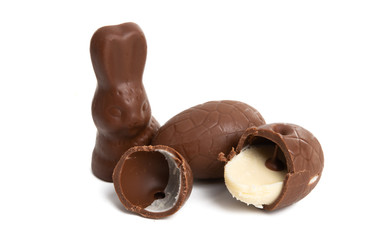 chocolate eggs isolated