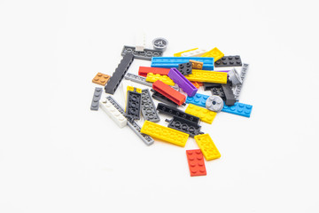 Colored toy bricks with place for your content. 3D Rendering.