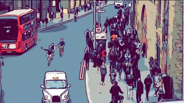 commuters at rush hour and people walking to London Bridge station animation stock footage video