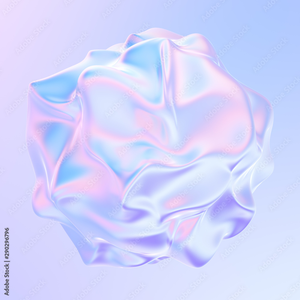Leinwandbilder liquid metal shape. abstract holographic 3d design element. 3d rendering.