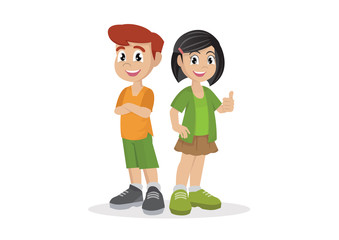 Cartoon character, boy and girl. 